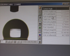 Contact-angle analysis after surface-treatment with anti-sticking coating on Ni-shim.